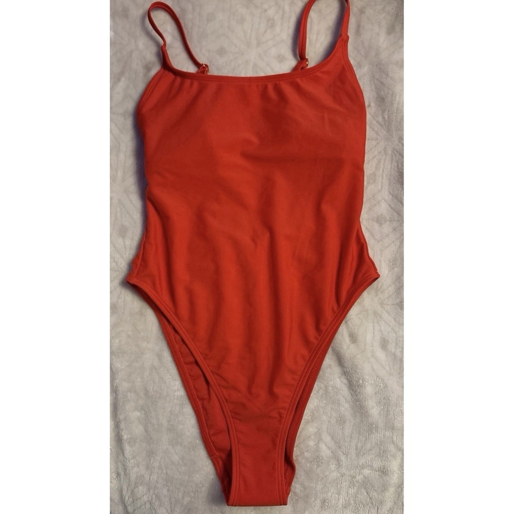 NEW Auden Women's Red Extra High Leg Extra Cheeky One Piece Swimsuit, XS